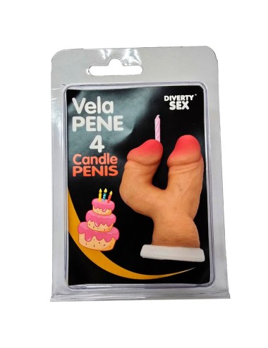 DIABLO PICANTE - PENIS CANDLE IN THE SHAPE OF THE NUMBER 4 FLESH COLOR