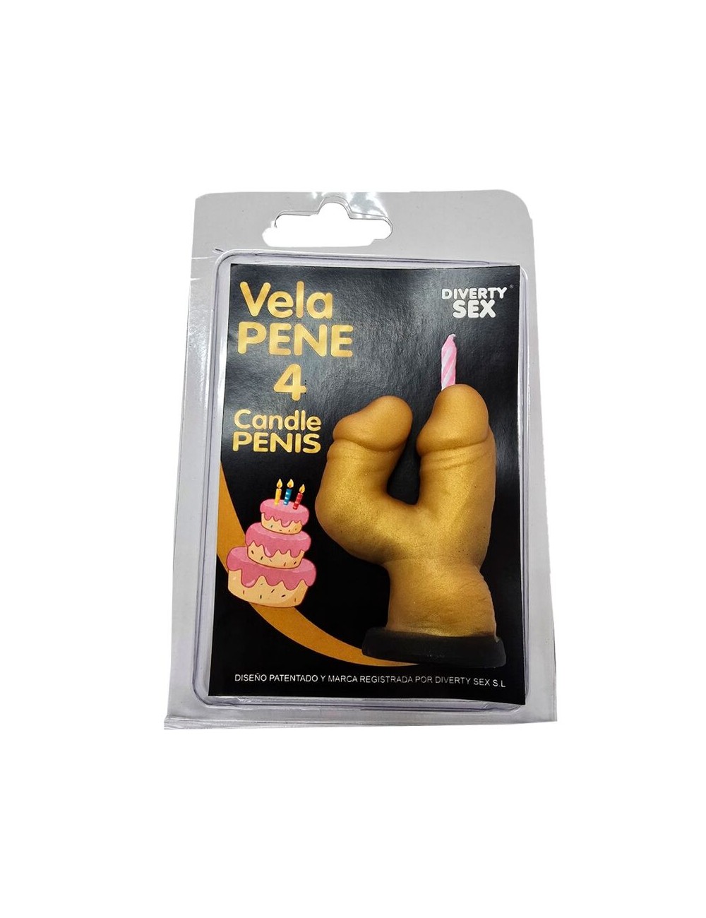 DIABLO PICANTE - PENIS CANDLE IN THE SHAPE OF THE NUMBER 4 GOLD COLOR