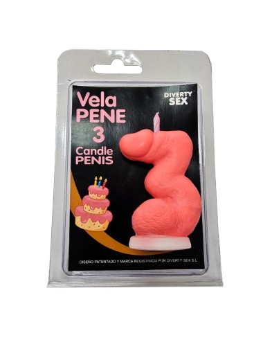 DIABLO PICANTE - PENIS CANDLE IN THE SHAPE OF THE NUMBER 3 PINK COLOR