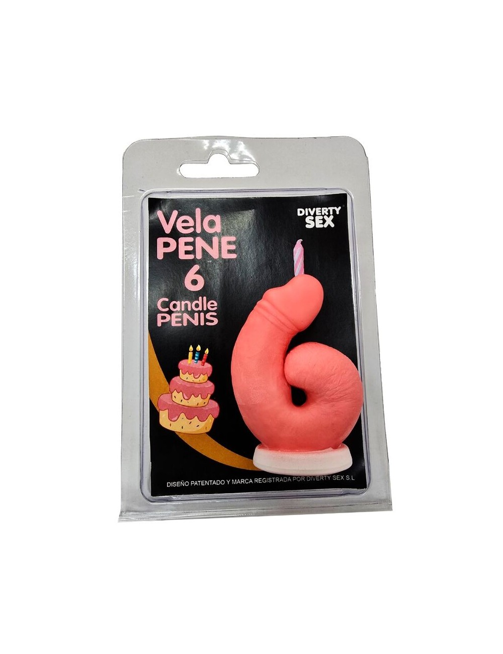 DIABLO PICANTE - PENIS CANDLE IN THE SHAPE OF THE NUMBER 6 PINK COLOR