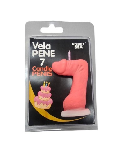 DIABLO PICANTE - PENIS CANDLE IN THE SHAPE OF THE NUMBER 7  PINK COLOR