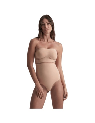 BYE-BRA - SOFT TOUCH SEAMLESS HIGH WAIST THONG BEIGE SIZE XL