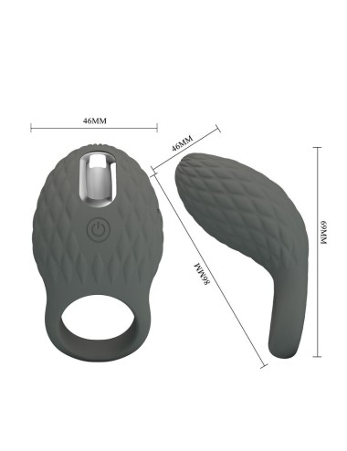 PRETTY LOVE - RECHARGEABLE TEXTURED VIBRATING RING WITH STIMULATOR