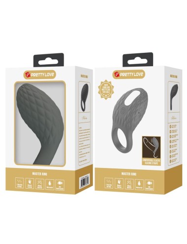 PRETTY LOVE - RECHARGEABLE TEXTURED VIBRATING RING WITH STIMULATOR