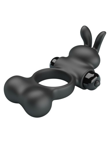 PRETTY LOVE - VIBRATING PENIS RING WITH BUNNY STIMULATOR 10 FUNCTIONS BLACK
