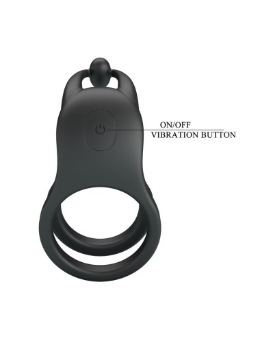 PRETTY LOVE - GOODWIN RECHARGEABLE DOUBLE VIBRATING COCK RING BLACK