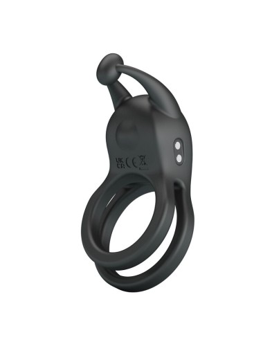 PRETTY LOVE - GOODWIN RECHARGEABLE DOUBLE VIBRATING COCK RING BLACK