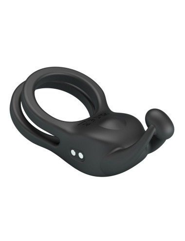 PRETTY LOVE - GOODWIN RECHARGEABLE DOUBLE VIBRATING COCK RING BLACK