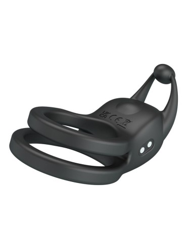 PRETTY LOVE - GOODWIN RECHARGEABLE DOUBLE VIBRATING COCK RING BLACK