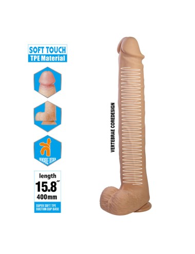 PRETTY LOVE - PAT FLEXIBLE REALISTIC DILDO WITH SUCTION CUP FLESH 40 CM -Ø- 6 CM