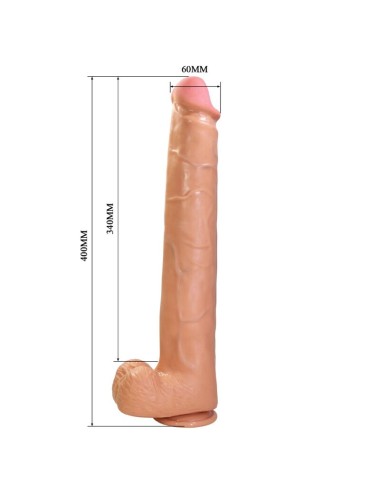 PRETTY LOVE - RAEL FLEXIBLE REALISTIC DILDO WITH SUCTION CUP 40 CM -Ø- 6 CM BROWN
