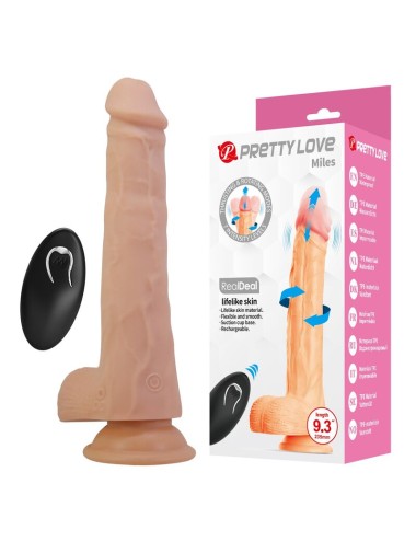 PRETTY LOVE - MILES THRUSTING & ROTATING VIBRATING DILDO REMOTE CONTROL 23.5 CM Ø 4.8 CM NATURAL