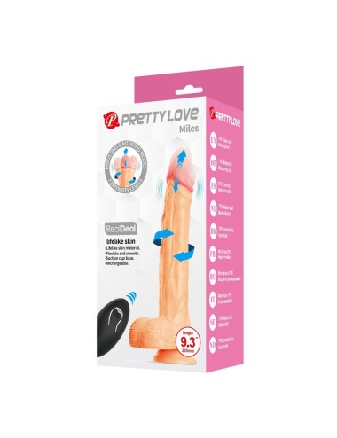 PRETTY LOVE - MILES THRUSTING & ROTATING VIBRATING DILDO REMOTE CONTROL 23.5 CM Ø 4.8 CM NATURAL