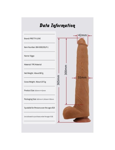PRETTY LOVE - VIGGO REALISTIC SOFT-TOUCH SKIN-SLIDING DILDO 36,5 CM BROWN