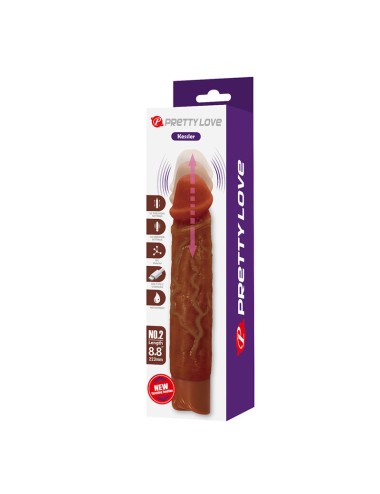 PRETTY LOVE - KESSLER REALISTIC VIBRATING DILDO WITH 10 VIBRATION MODES AND 10 THROWS, 22 CM, BROWN
