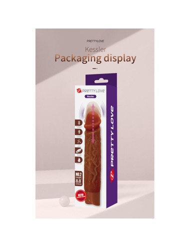 PRETTY LOVE - KESSLER REALISTIC VIBRATING DILDO WITH 10 VIBRATION MODES AND 10 THROWS, 22 CM, BROWN