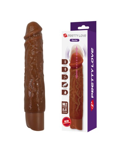 PRETTY LOVE - KESSLER REALISTIC VIBRATING DILDO WITH 10 VIBRATION MODES AND 10 THROWS, 22 CM, BROWN