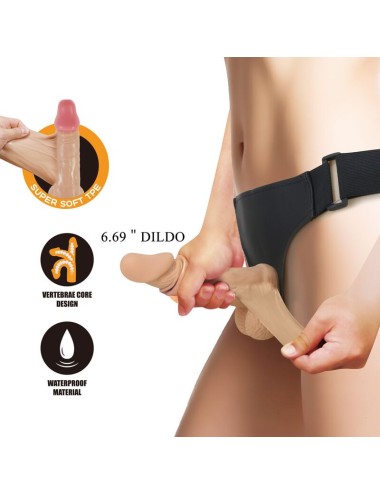 PRETTY LOVE - ZANE HARNESS WITH FLEXIBLE DILDO 17 CM Ø 4.3 CM NATURAL