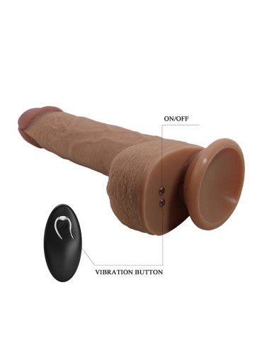 PRETTY LOVE - TOMMY REALISTIC THRUSTING VIBRATOR WITH REMOTE CONTROL DARK BROWN