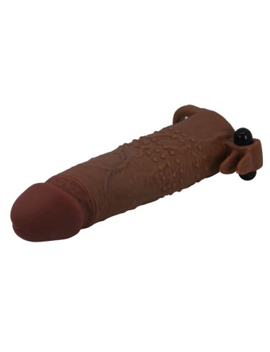PRETTY LOVE - QUILLON VIBRATING PENIS SLEEVE 20 CM Ø 4 CM BROWN