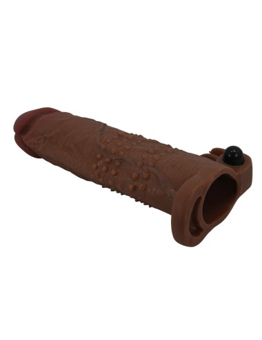 PRETTY LOVE - QUILLON VIBRATING PENIS SLEEVE 20 CM Ø 4 CM BROWN