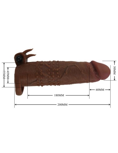 PRETTY LOVE - QUILLON VIBRATING PENIS SLEEVE 20 CM Ø 4 CM BROWN