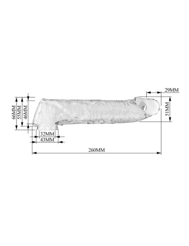 PRETTY LOVE - ADJUSTABLE PENIS EXTENSION SLEEVE 26 CM Ø 4 CM TRANSPARENT