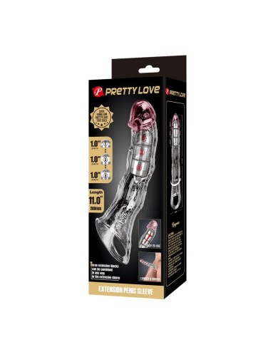 PRETTY LOVE - ADJUSTABLE PENIS EXTENSION SLEEVE 28 CM Ø 4.5 CM TRANSPARENT