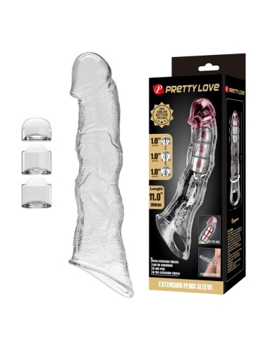 PRETTY LOVE - ADJUSTABLE PENIS EXTENSION SLEEVE 28 CM Ø 4.5 CM TRANSPARENT