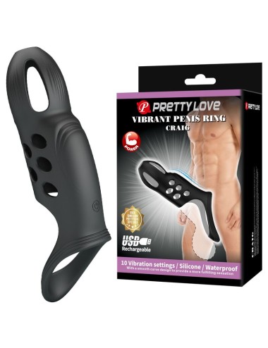 PRETTY LOVE - CRAIG RECHARGEABLE VIBRATING PENIS RING BLACK