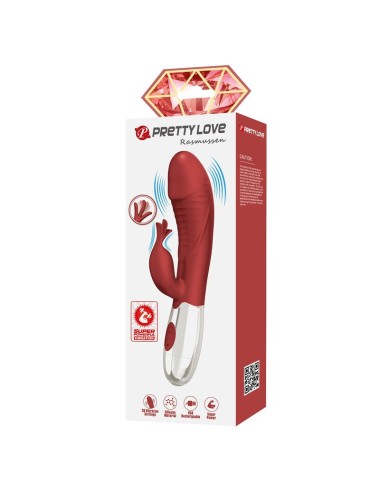 PRETTY LOVE - ROSEWOOD RABBIT VIBRATOR 30 FUNCTIONS USB RECHARGEABLE RED