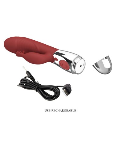PRETTY LOVE - ROSEWOOD RABBIT VIBRATOR 30 FUNCTIONS USB RECHARGEABLE RED