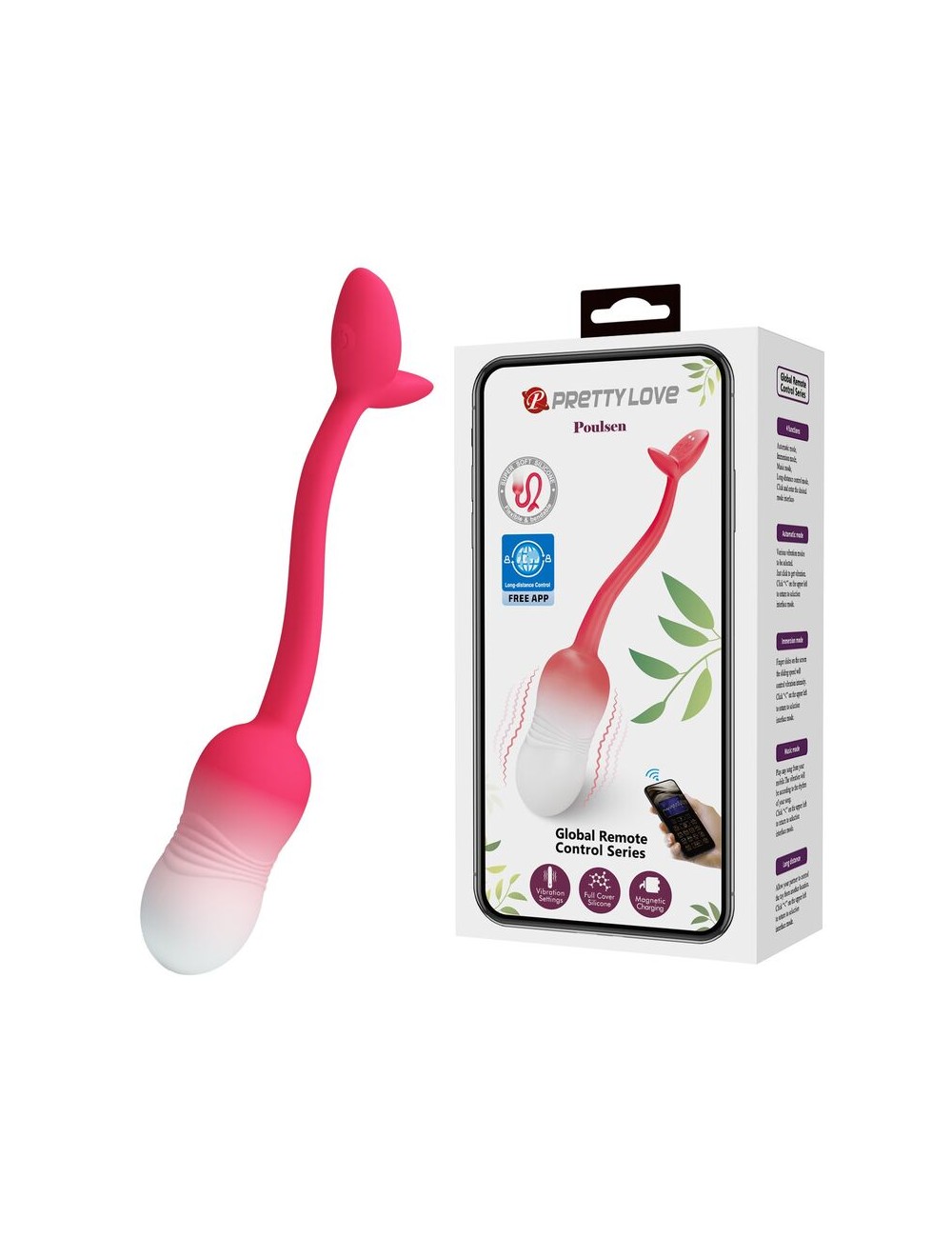 PRETTY LOVE - PULSEN APP CONTROL VIBRATING EGG 12 FUNCTIONS USB RECHARGEABLE PINK