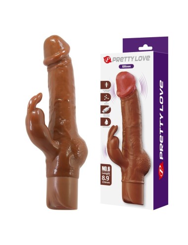 PRETTY LOVE - ELLISON REALISTIC RABBIT VIBRATOR 22.6 CM Ø 4.2 CM BROWN