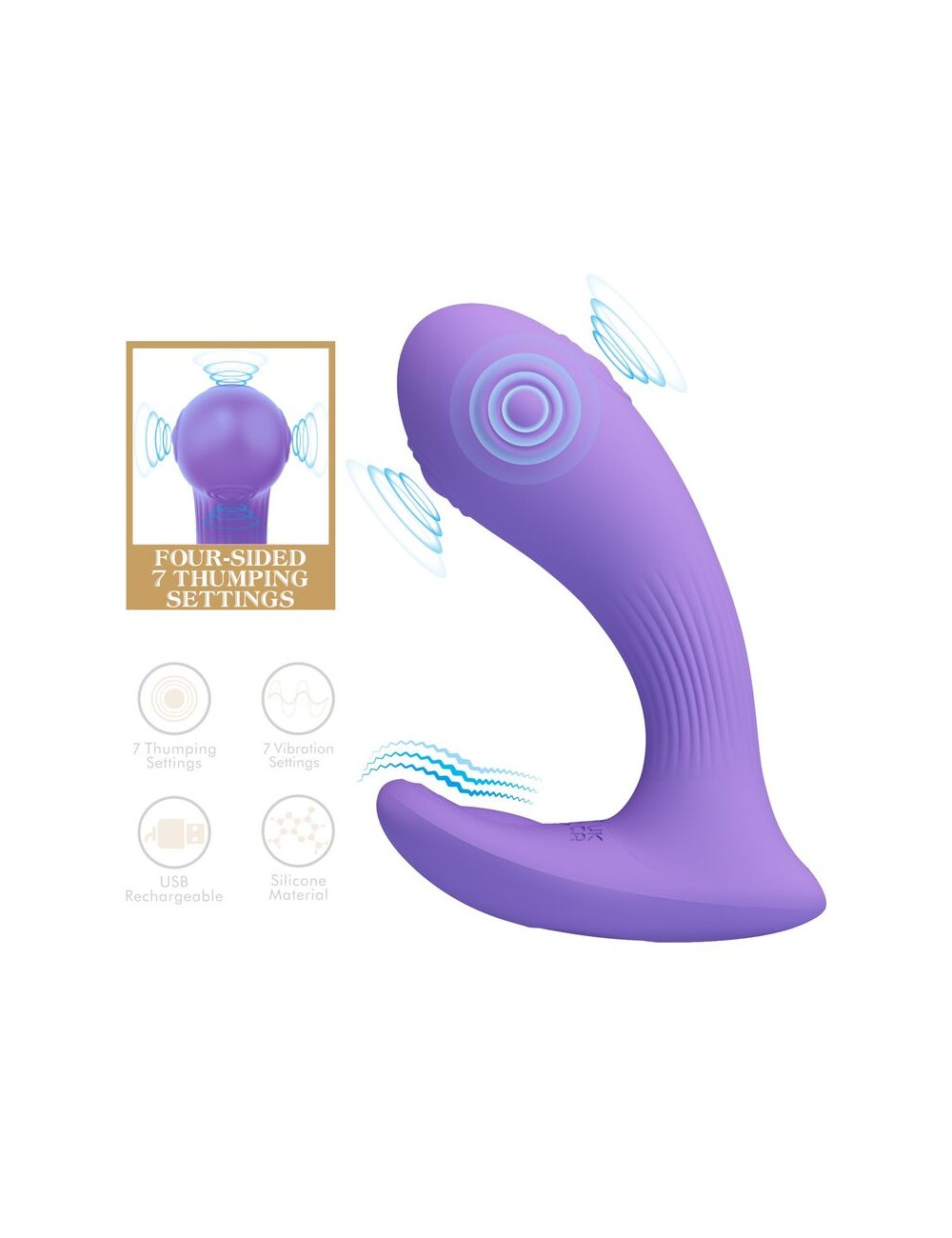 PRETTY LOVE - ANDROMEDA RECHARGEABLE DUAL STIMULATION VIBRATOR PURPLE