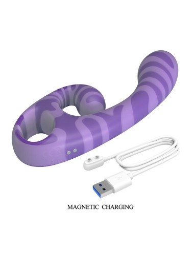 PRETTY LOVE - SUMMER DOUBLE-ENDED VIBRATOR WITH HANDLE 19 CM Ø 3.5 CM PURPLE