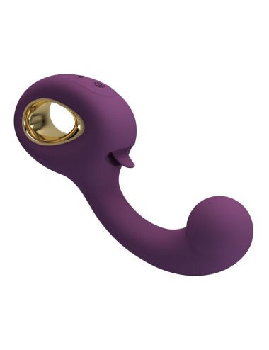 PRETTY LOVE - BRYNNLEE RECHARGEABLE VIBRATOR WITH ORAL STIMULATOR 10 VIBRATIONS & 5 LICKING FUNCTIONS PURPLE