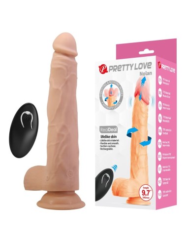 PRETTY LOVE - NOLAN THRUSTING & ROTATING VIBRATING DILDO REMOTE CONTROL 24.5 CM Ø 5 CM NATURAL