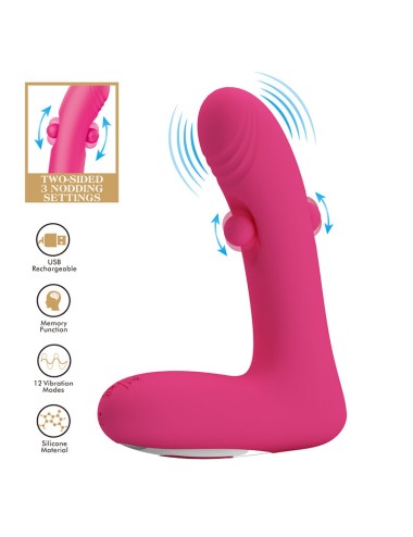 PRETTY LOVE - DUDEN RECHARGEABLE SILICONE VIBRATOR 12 VIBRATION MODES AND 3 ROCKING MODES PINK