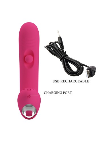 PRETTY LOVE - DUDEN RECHARGEABLE SILICONE VIBRATOR 12 VIBRATION MODES AND 3 ROCKING MODES PINK