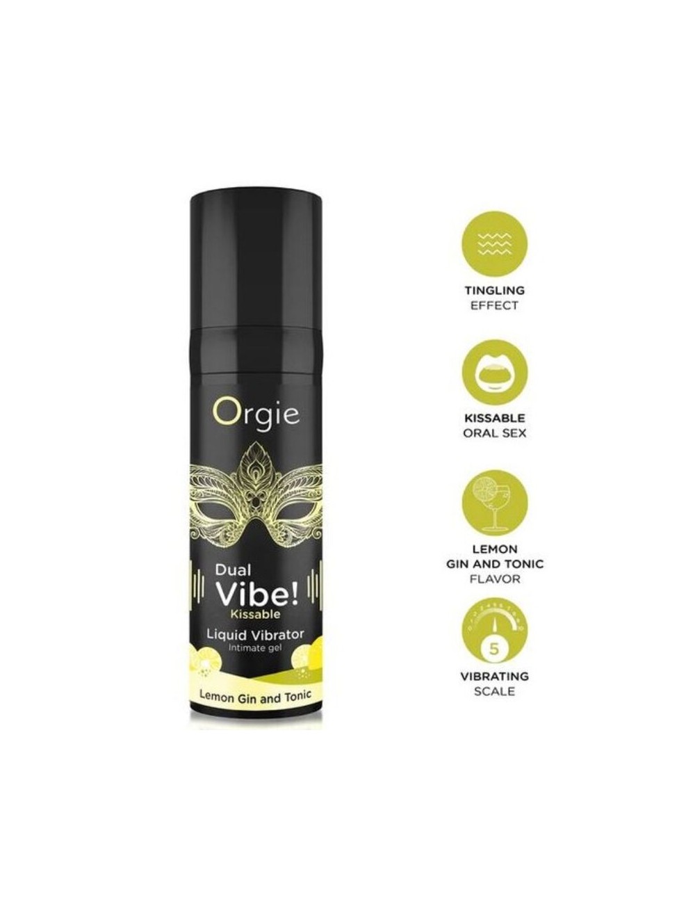 ORGIE - DUAL VIBE! LEMON GIN AND TONIC KISSABLE LIQUID VIBRATOR 15 ML