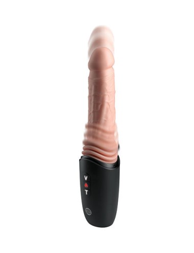 KING COCK PLUS - THRUSTING COCK PRO SILICONE DILDO WITH THROTTLE, VIBRATION AND HEAT LIGHT 12.7 CM