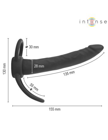 INTENSE- LUCAS ANAL DILDO WITH COCK AND TESTICLE RING SILICONE