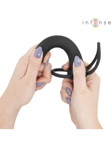 INTENSE- LUCAS ANAL DILDO WITH COCK AND TESTICLE RING SILICONE