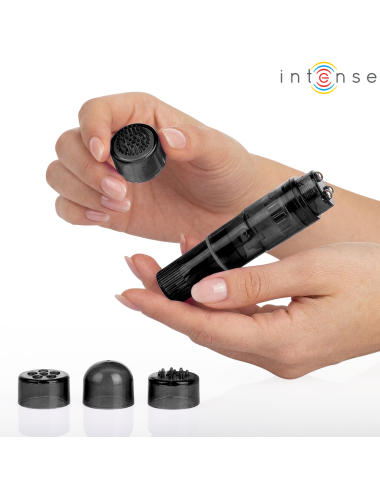 INTENSE - KURT MINI MASSAGER WITH 4 INTERCHANGEABLE HEADS BLACK