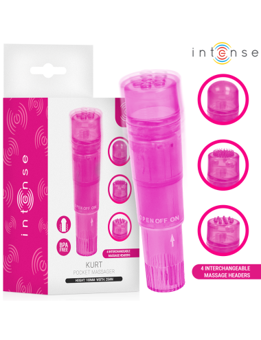 INTENSE - KURT MINI MASSAGER WITH 4 INTERCHANGEABLE HEADS PINK